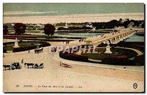 Image du vendeur pour Tours Carte Postale Ancienne Place des arts et les jardins mis en vente par CPAPHIL