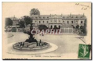 Troyes - Fontaine Argence et Lycee - 1913 Carte Postale Ancienne