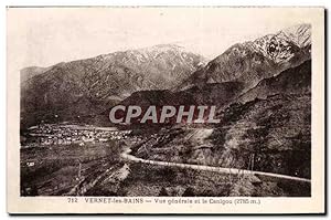 Vernet les Bains - vue générale et le Canigou - Carte Postale Ancienne