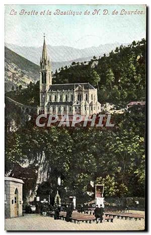 Bild des Verkufers fr Lourdes - la Grotte et la Basilique de Notre Dame de Lourdes - Carte Postale Ancienne zum Verkauf von CPAPHIL