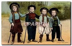 Image du vendeur pour Fantaisie - Enfants - Jeunes Bretons - Costumes - Bretagne - Children - Carte Postale Ancienne mis en vente par CPAPHIL