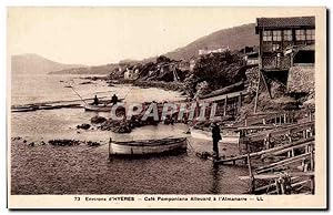 Environs d'Hyeres Carte Postale Ancienne Cafe Pomponians Allouard a l'amanarre