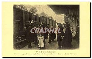 Bild des Verkufers fr Reproduction L'embarquement Oeuvre municipale des enfants de la montagne (CAisse des coles Htel de Ville Lyon) (train) zum Verkauf von CPAPHIL