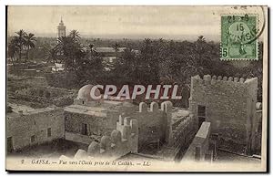 Tunisie Gafsa Carte Postale Ancienne vue prise vers l'oasis de la casbah