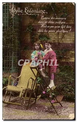Bild des Verkufers fr Fantaisie - Enfants - Idylle Enfantine - Carte Postale Ancienne zum Verkauf von CPAPHIL