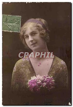 Imagen del vendedor de Fantaisie - Femme - Jolie Femme - Pretty Woman with small bouquet - Carte Postale Ancienne a la venta por CPAPHIL