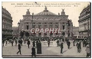 Image du vendeur pour Paris Carte Postale Ancienne Place de l'opera Academie Nationale de musique mis en vente par CPAPHIL