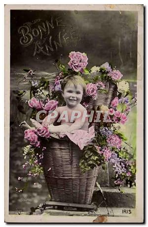 Immagine del venditore per fantaisie - baby in rosy basket - Carte Postale Ancienne venduto da CPAPHIL