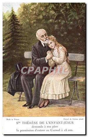 Carte Postale Ancienne Fantaisie Ste Therese de l'enfant Jesus demande a son pere la permission d...