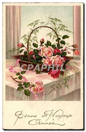 Seller image for Ftes - Bonne Anne - Roses - pretty basket of flowers - Carte Postale Ancienne for sale by CPAPHIL
