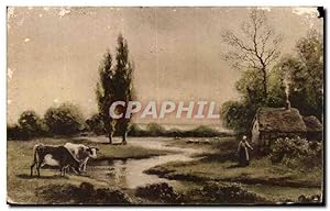 Bild des Verkufers fr Carte Postale Ancienne Tableau Paysage et vaches zum Verkauf von CPAPHIL