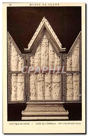 Seller image for Carte Postale Ancienne Paris Musee de Cluny Triptyque en ivoire Scne de l'evangle Art italien for sale by CPAPHIL