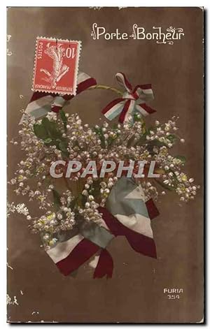 Image du vendeur pour Fleurs - Flowers - Porte Bonheur - Muguet - Lily of the Vallry - Ruban drapeau - Carte Postale Ancienne mis en vente par CPAPHIL