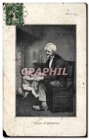 Seller image for Fantaisie - Lecon d'equitation - sabots - Bebe - Baby - Carte Postale Ancienne for sale by CPAPHIL