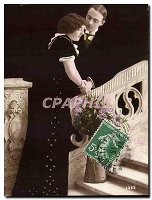 Seller image for Fantaisie - Couple climbing the stairs Carte Postale Ancienne for sale by CPAPHIL