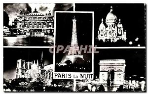 Bild des Verkufers fr Paris Carte Postale Moderne La nuit OPera Sacre Coeur Montmartre Tour Eiffel Notre DAme Arc de triomphe zum Verkauf von CPAPHIL