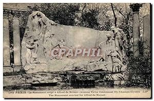 Seller image for Paris Carte Postale Ancienne Le monument erige a Alfred de Musset ( avenue Victor Emmanuel III ) Champs Elysees for sale by CPAPHIL