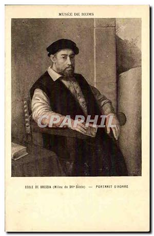 Bild des Verkufers fr Carte Postale Ancienne Musee de REims Ecole de Brescia Portrait d'homme zum Verkauf von CPAPHIL