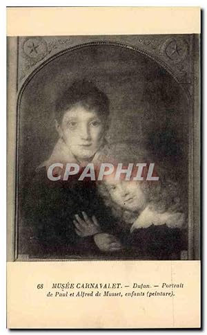 Seller image for Carte Postale Ancienne Fantaisie Femme Musee CArnavalet Dufan Portrait de Paul et Alfred de Musset Enfants for sale by CPAPHIL