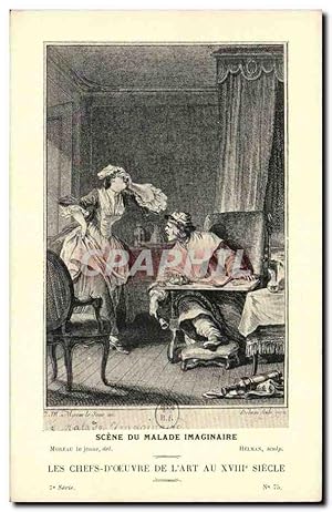 Seller image for Carte Postale Ancienne Fantaisie Les chefs d'oeuvre de l'art au 18eme Scne du malade imaginaire Moliere Moreau le jeune for sale by CPAPHIL