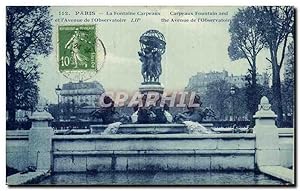 Paris Carte Postale Ancienne La fontaine Carpeaux et l'avenue de l'observatoire