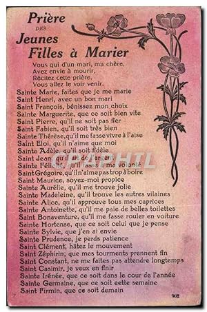 Seller image for Carte Postale Ancienne Fantaisie priere de jeunes filles a marier for sale by CPAPHIL