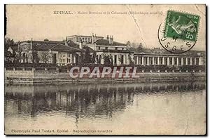 Carte Postale Ancienne Epinal Maison romaine et la colonnade ( bibliotheque library )