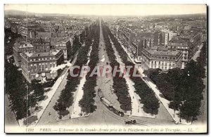 Bild des Verkufers fr Paris Carte Postale Ancienne Avenue de la grande armee prise de la plateforme de l'arc de triomphe zum Verkauf von CPAPHIL