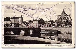 Carte Postale Ancienne Mayenne La basilique Notre dame et le château