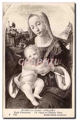 Seller image for Carte Postale Ancienne Roselli Ecole florentine La vierge et l'enfant Jesus Musee conde Chantilly for sale by CPAPHIL
