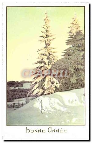 Image du vendeur pour Carte Postale Ancienne Fantaisie Sapin sous la neige Bonne anne mis en vente par CPAPHIL