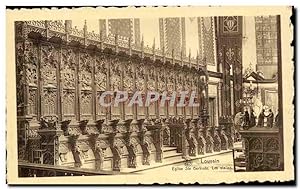 Carte Postale Ancienne Belgique Louvain Eglise Ste Gertrude Les stalles