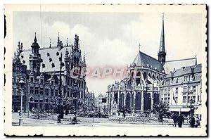Carte Postale Ancienne Belgique Louvain place Foch et église St Pierre