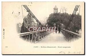 Paris Carte Postale Ancienne Buttes Chaumont Pont suspendu