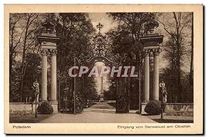 Carte Postale Ancienne Postdam Eingang von Sanssouci am obelisk