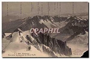 Carte Postale Ancienne Chamonix vue prise du sommet du Mont Blanc