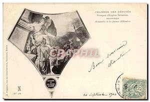 Seller image for Paris - Chambre des Deputes - Fresques d'Eugene Delacroix - Bibliotheque - Alexandre et les Poemes - Carte Postale Ancienne for sale by CPAPHIL