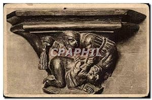 Seller image for Carte Postale Ancienne Bourg Eglise de Brou La correction Maritale Detail des stalles for sale by CPAPHIL