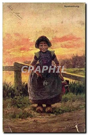 Fantaisie - Enfant - Smiling little girl - arts - tableaux - Carte Postale Ancienne