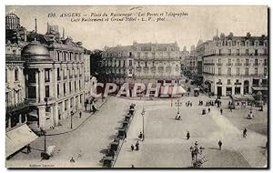 Angers Carte Postale Ancienne Place du ralliement Les Postes et Telegraphes Cafe ralliement et gr...