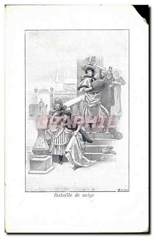 Seller image for Carte Postale Ancienne Fantaisie FEmme bataille de neige for sale by CPAPHIL