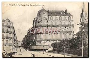 Montpellier Carte Postale Ancienne Rue Nationale et clocher Ste Anne