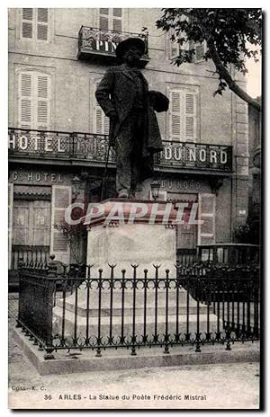 Image du vendeur pour Arles Carte Postale Ancienne La statue du pote Frederic Mistral Htel du Nord mis en vente par CPAPHIL