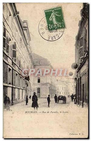 Imagen del vendedor de Carte Postale Ancienne Bourges Rue de Paradis le lycee a la venta por CPAPHIL