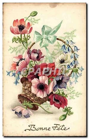Seller image for Fleurs - Flowers - Basket of colorful flowers - Bonne Fte - Carte Postale Ancienne for sale by CPAPHIL