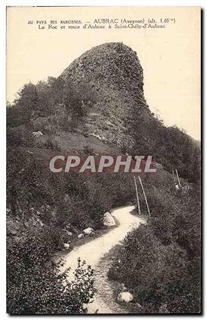 Carte Postale Ancienne Parc des Narcisses Aubrac Le rocher et route d'Aubrac a Saint Chely d'Aubrac