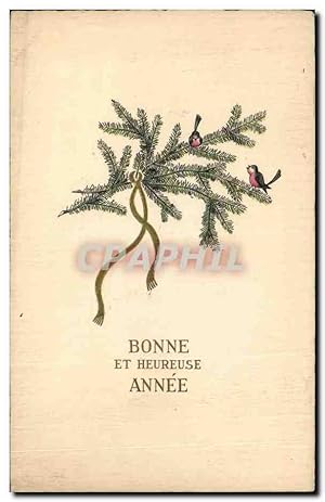 Image du vendeur pour Ftes - Bonne Anne - Sapin - branch of evergreen - oiseau - bird Carte Postale Ancienne mis en vente par CPAPHIL