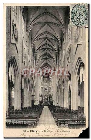 Carte Postale Ancienne Clery La basilique vue intérieure