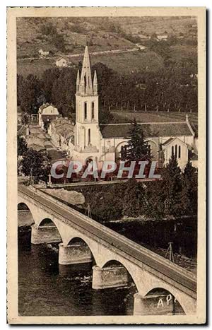 Carte Postale Ancienne Lalinde Le pont et l'église