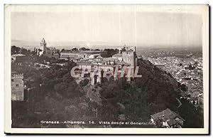 Bild des Verkufers fr Carte Postale Ancienne Espagne Spain Espana Granada Alhambra Vista desde el Gnralife zum Verkauf von CPAPHIL